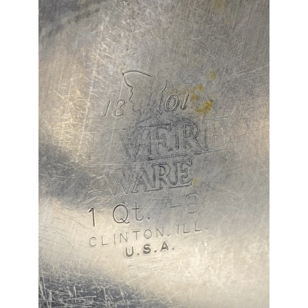 VTG Revere Ware 1 QT Stainless Steel Disc Bottom Sauce Pan W/Lid Tri-Ply Bottom